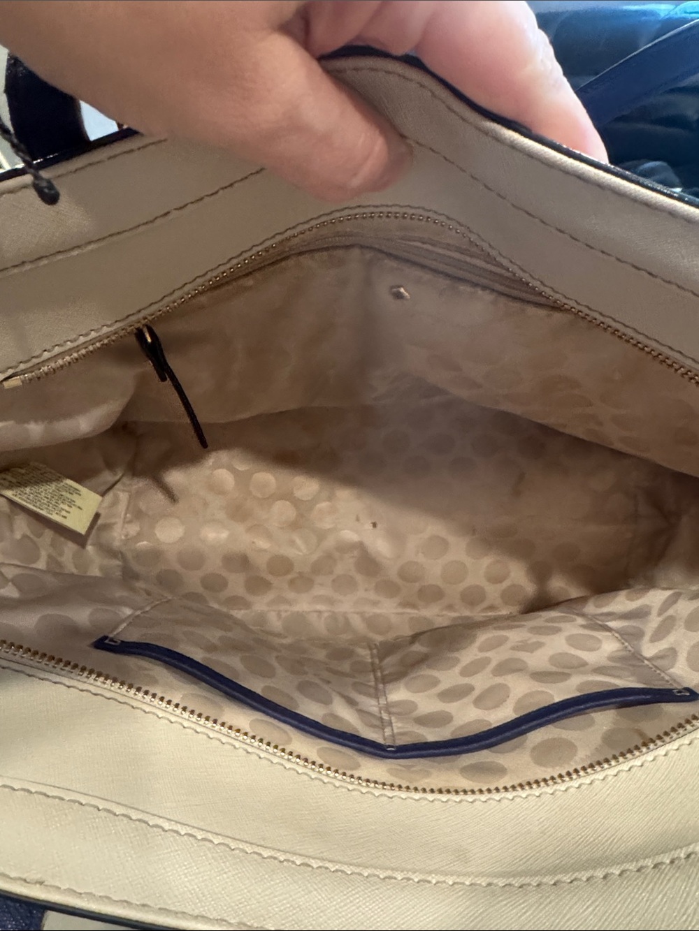 kate spade Cream and Blue Colorblock Leather Tote - Picture 6 of 12